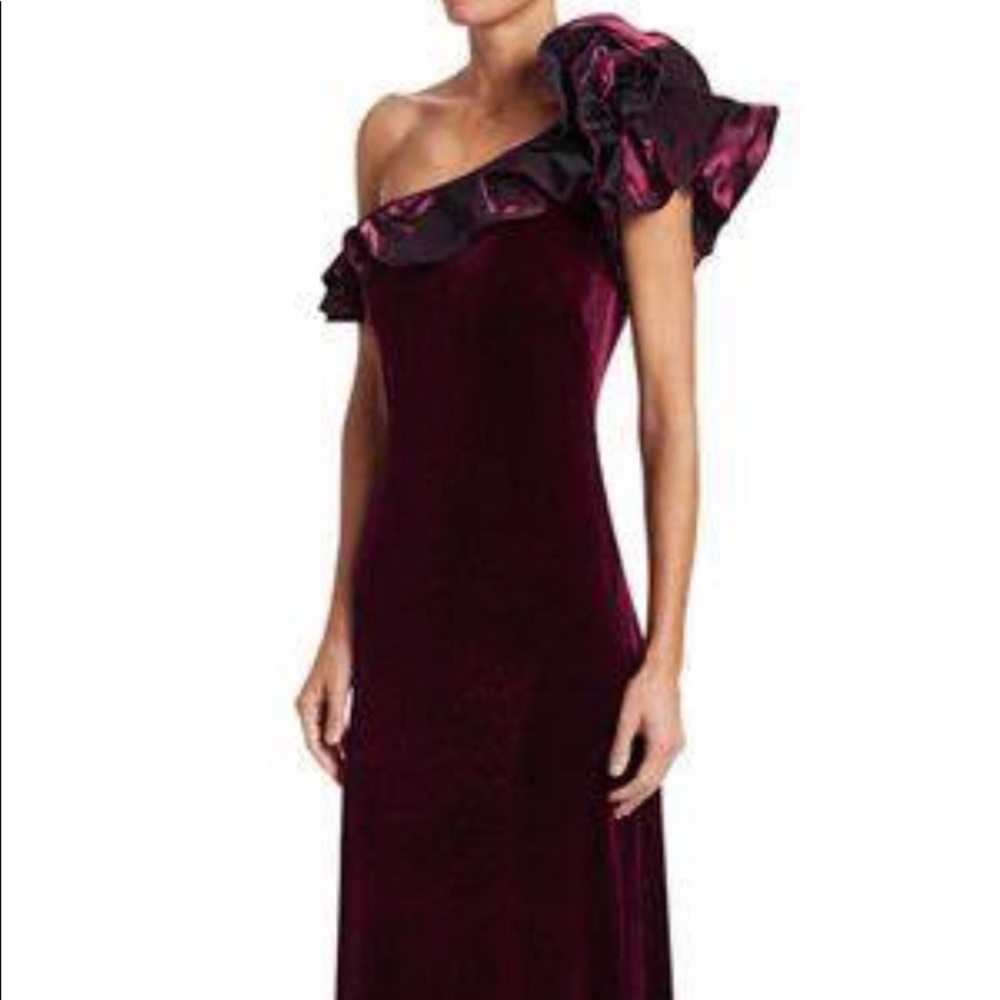Burgundy velvet dress with iridescent accent size 8.